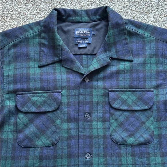 Pendleton Original Board Shirt Authentic Black Watch Tartan Wool Loop Collar XL - Picture 2 of 12